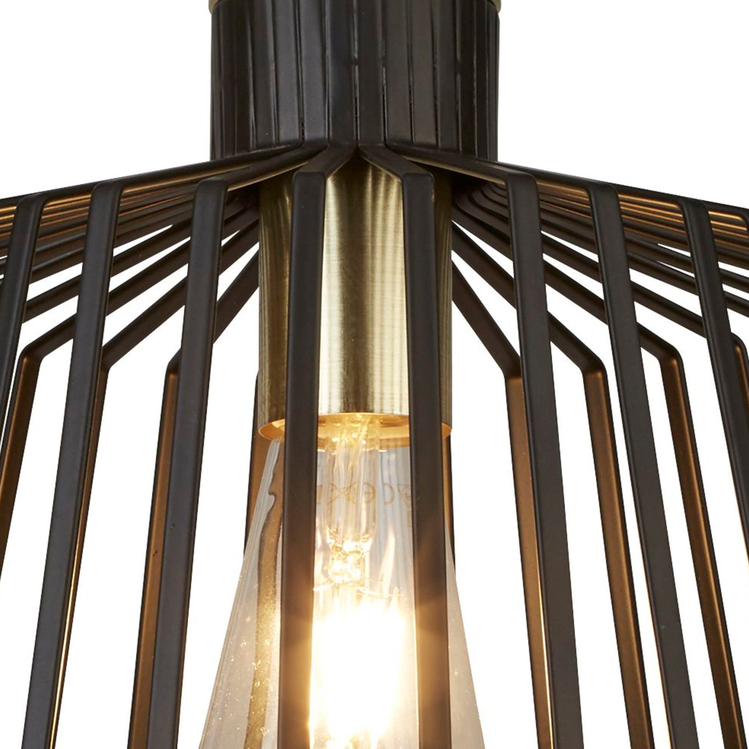 Sospensione Industrial Birg Cage Acciaio Nero Adjustable 1 Luce E27 D30Cm