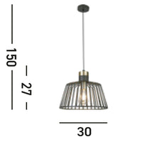 Sospensione Industrial Birg Cage Acciaio Nero Adjustable 1 Luce E27 D30Cm