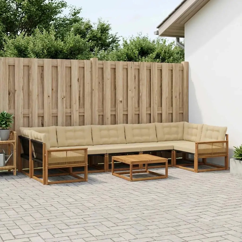 Set di divani da esterno con cuscino 8 pcs Naturale e Beige 3381317