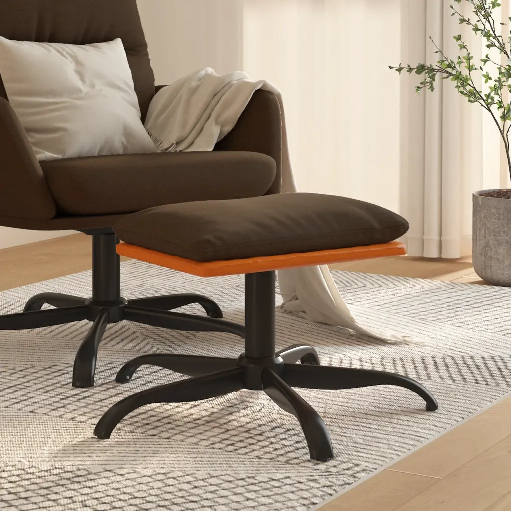 Poggiapiedi Marrone 60x60x39 cm in Tessuto e Similpelle cod mxl 57378