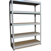 5 Scaffali in Acciaio Senza Bulloni Q-Rax Grigi Larghi 120cm per Magazzino e Box