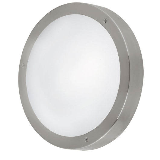 Plafoniera Esterno Moderno Vento 1 Acciaio Argento Vetro Bianco Led
