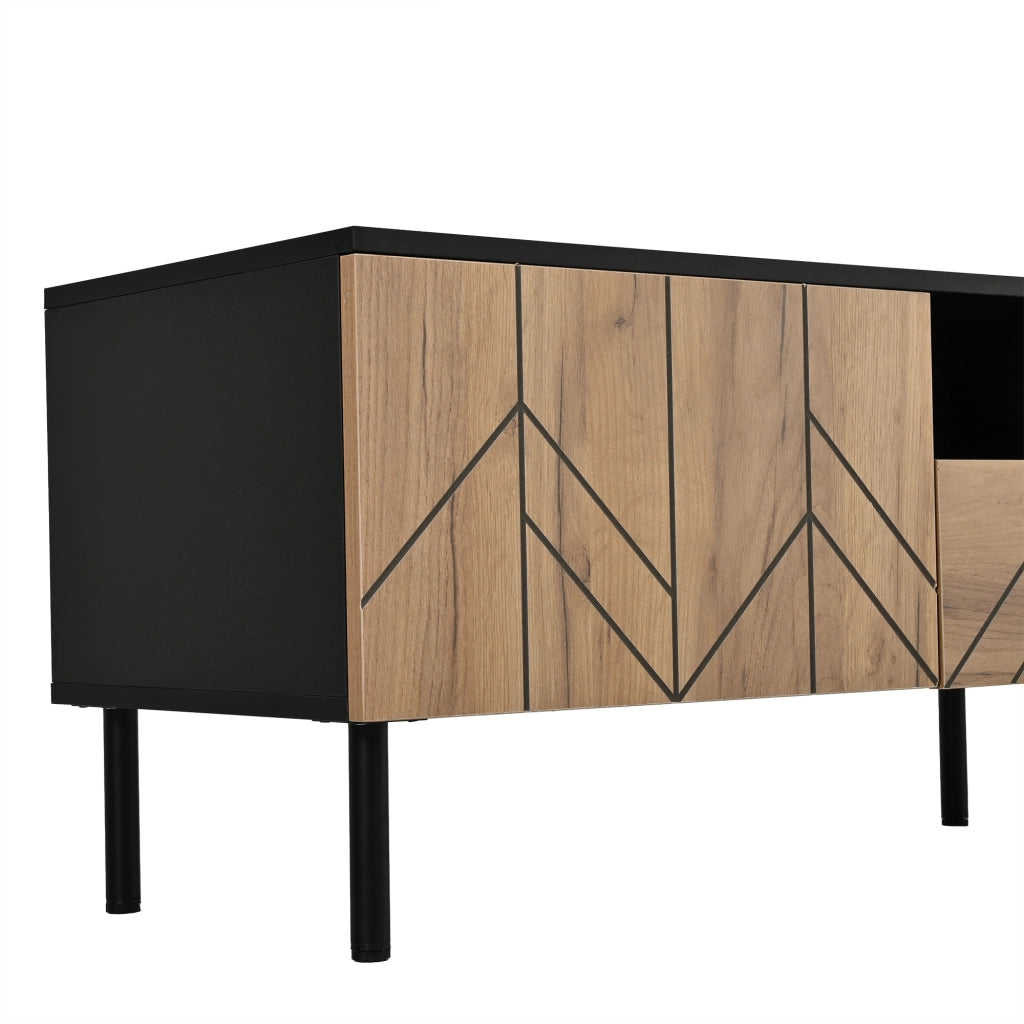 Mobile TV, 2 cassetti, finitura effetto legno, in truciolato, 180 x 40 x 45 cm, nero e color legno