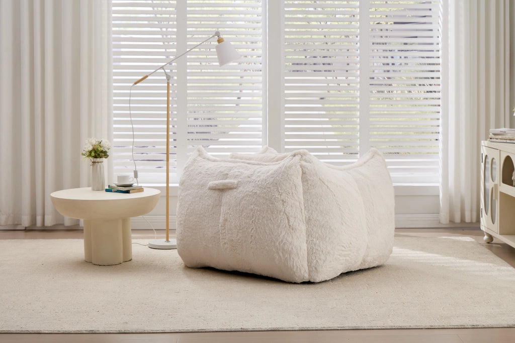 POLTRONA SACCO in pelliccia sintetica Beige