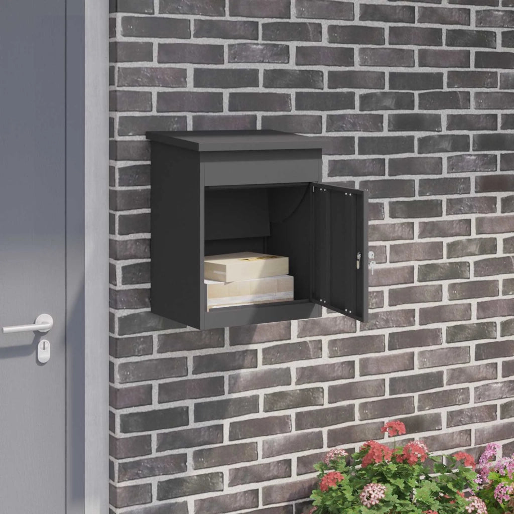 Cassetta per pacchi con porta Nero 47.5 x 38 x 59 cm Acciaio 874940