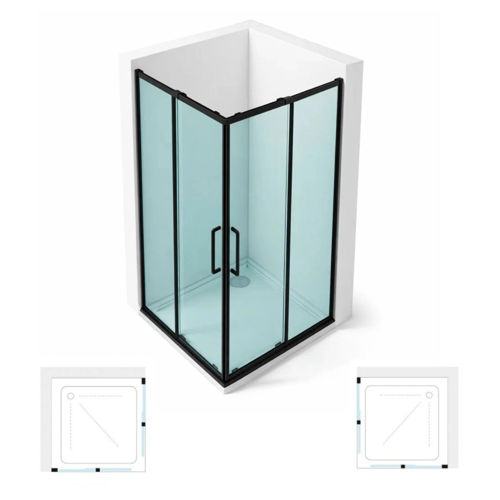 Cabina doccia angolare corner black cristallo 6 mm 80x140x195 cm