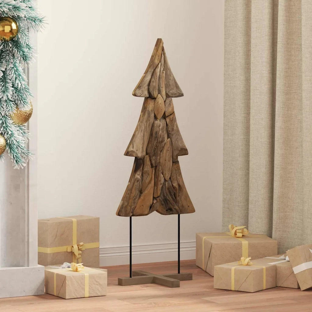 Albero di Natale | Decorazioni natalizie Marrone 90 cm Legno massello di teak