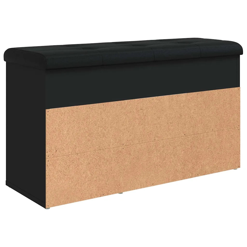 Panca Porta Scarpe-Sgabello-Panca Scarpiera Nera 82x32x45,5 cm in Legno Multistrato