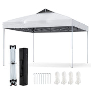 Gazebo pieghevole per patio all'aperto con blocco centrale, Gazebo pop-up da 295 x 295 cm Bianco