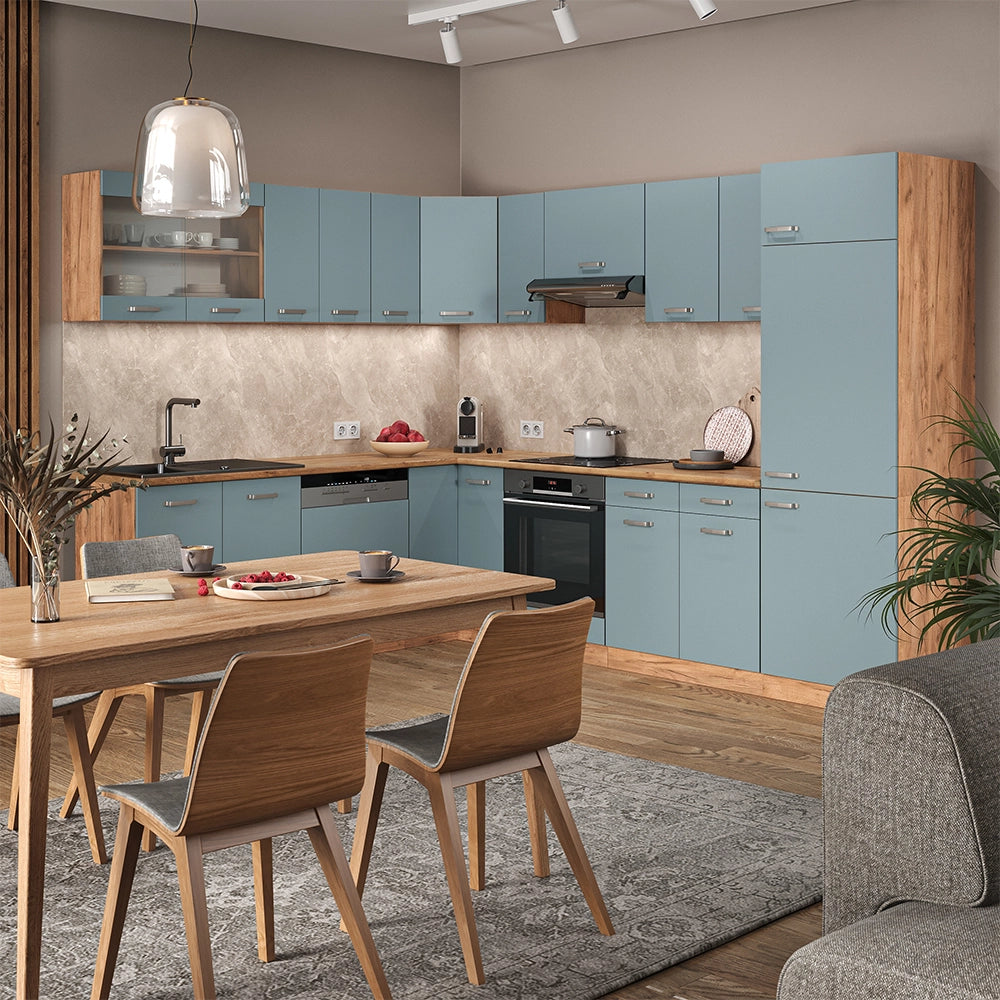Vicco Cucina angolare completa Rovere blu-grigio/oro 227 x 287 cm , PL Antracite