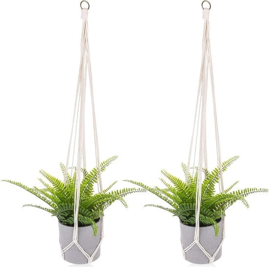 Fiori di macramé appesi - Set di 2 lampadari a filo di cotone