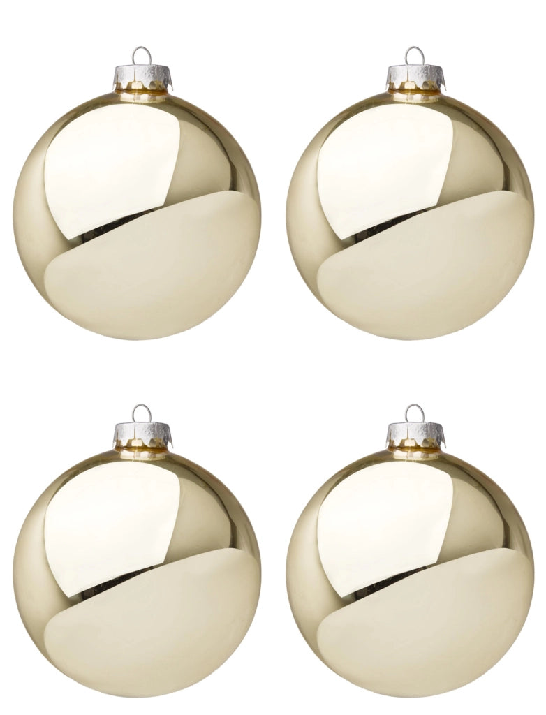 Palle di Natale in Vetro Oro Chiaro Lucido per Albero Addobbi Ø 60 80 100 mm Dimensioni: 100 mm