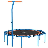 Trampolino Fitness, con Maniglia Regolabile, stabile e silenzioso, per interni, in Acciaio, Blu