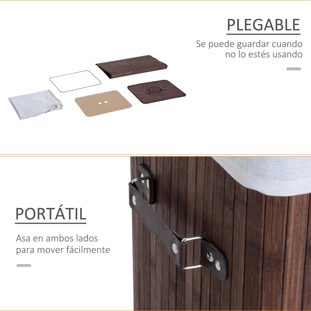Cestino per Biancheria Pieghevole con Coperchio ¨C zephmum ¨C 40x30x60 cm Marrone