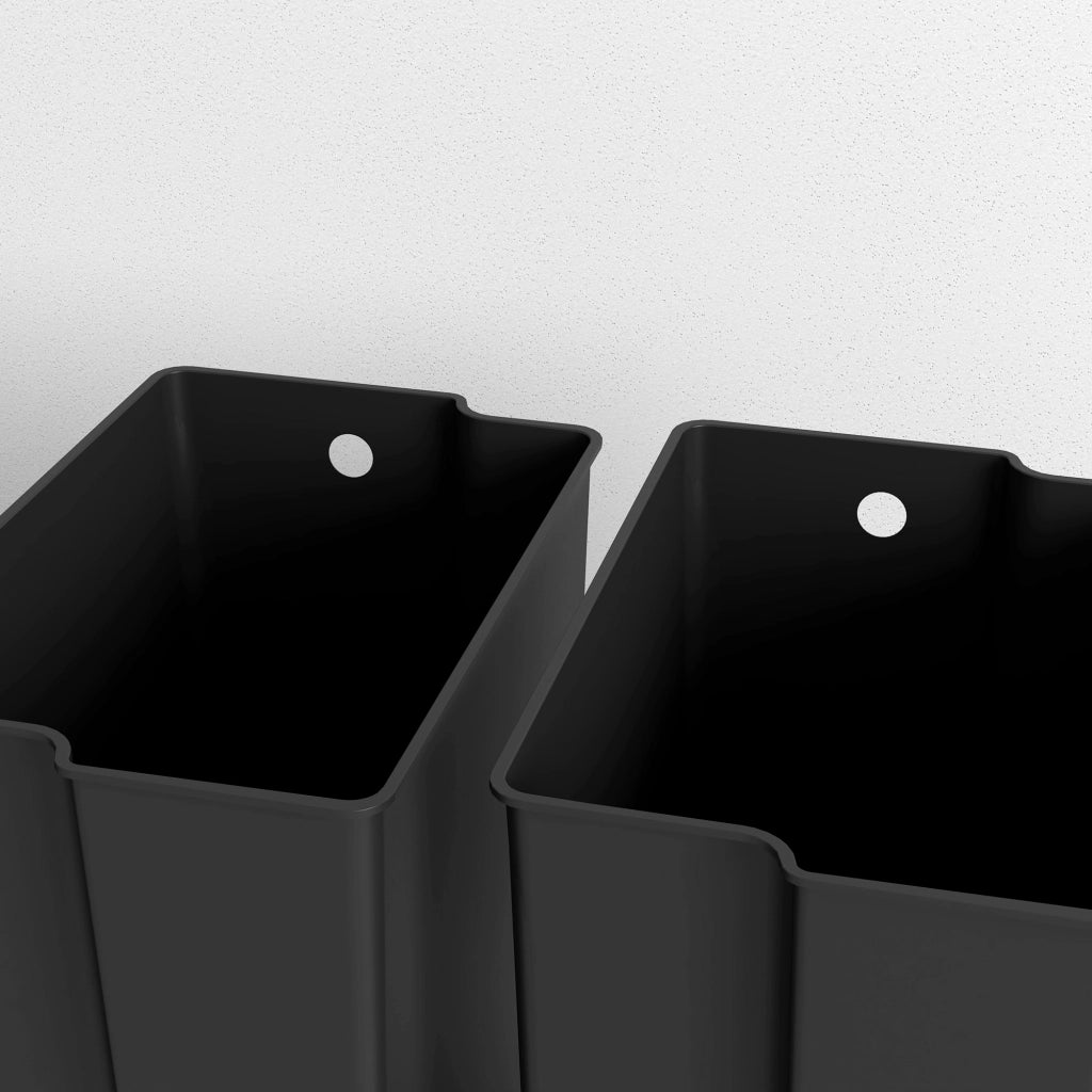 PATTUMIERA a Pedale 2 x 25 L in Acciaio Inox Nero con 2 Secchi Interni