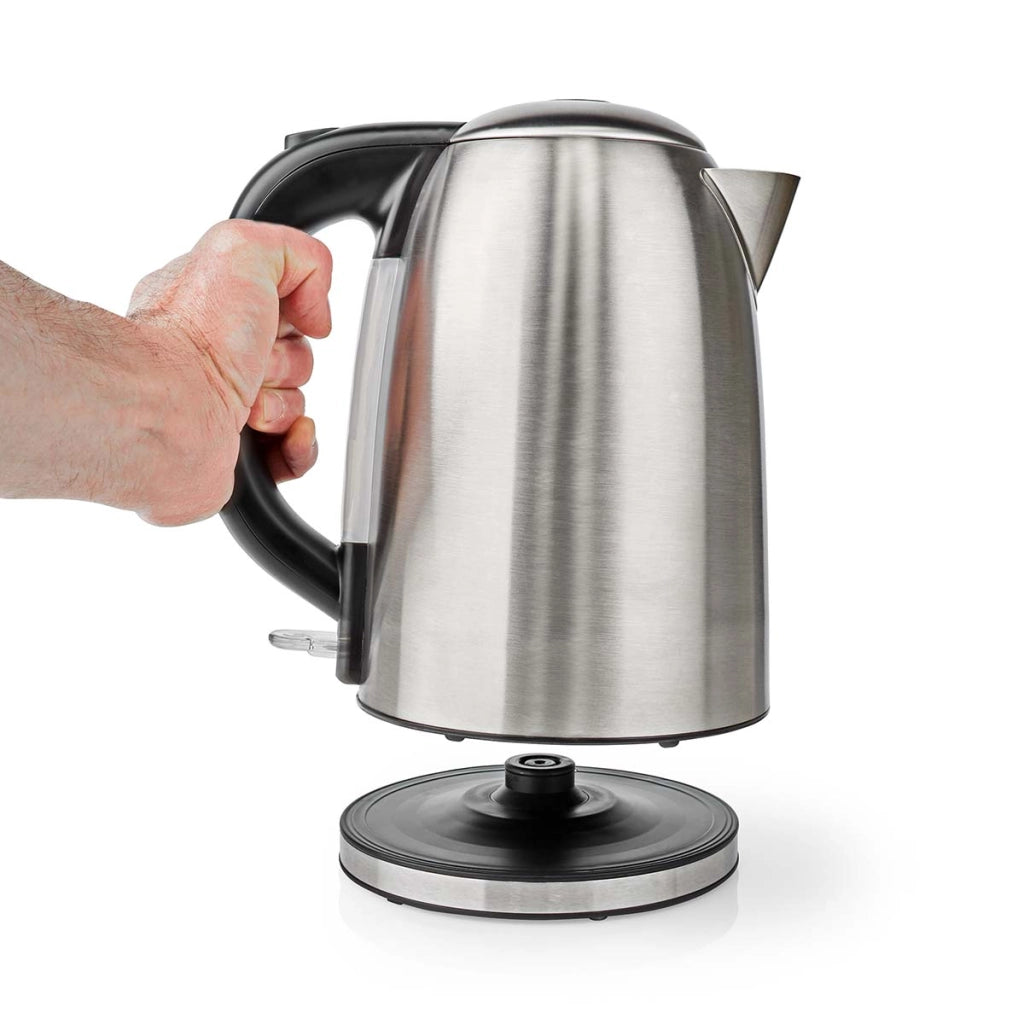 Bollitore elettrico in acciaio da 1,7 l con base rotante da 2200 W e regolatore Strix Argento Nedis