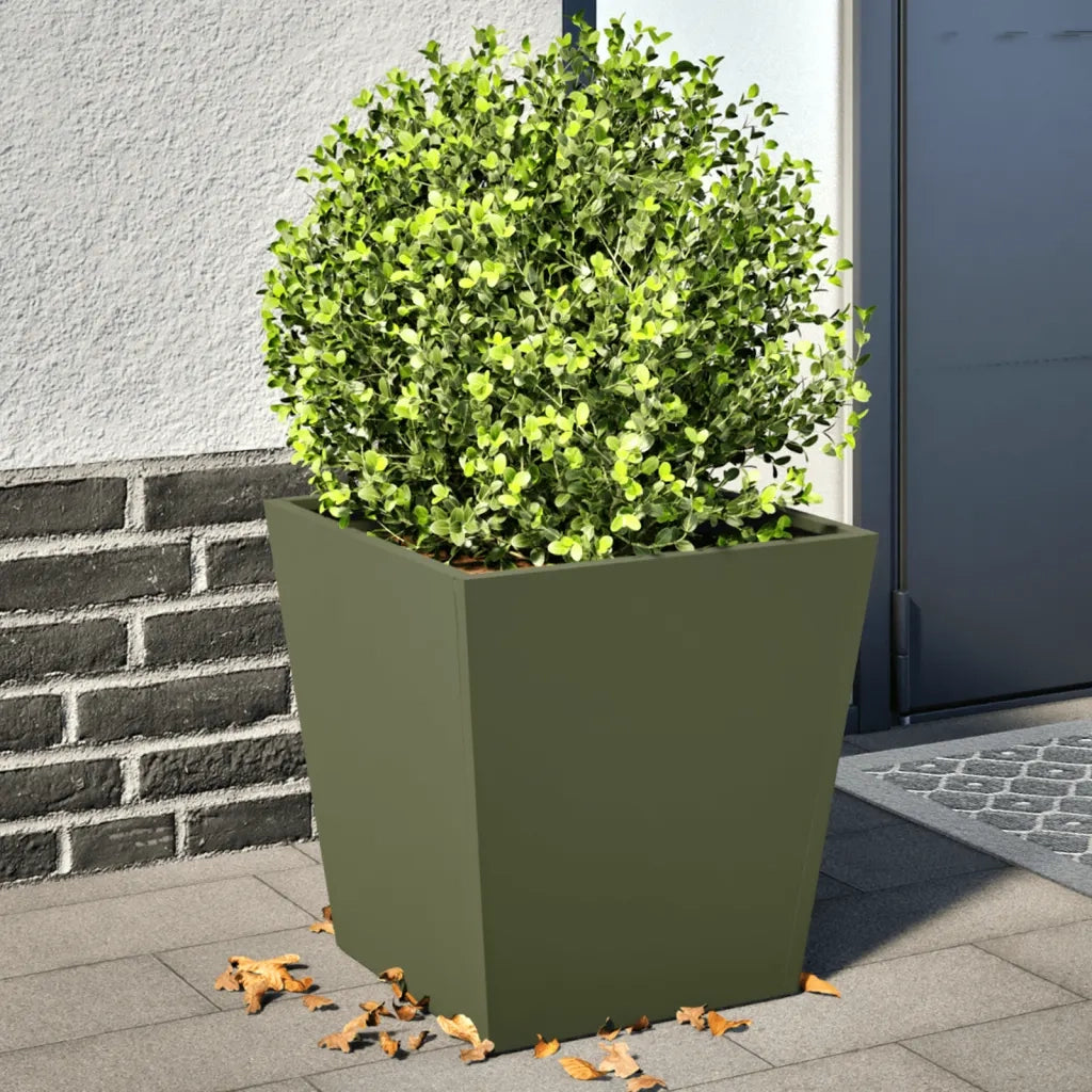 2 pz Fioriere | Cassetta per fiori | Vaso da Giardino Verde Oliva 40x40x40 cm in Acciaio