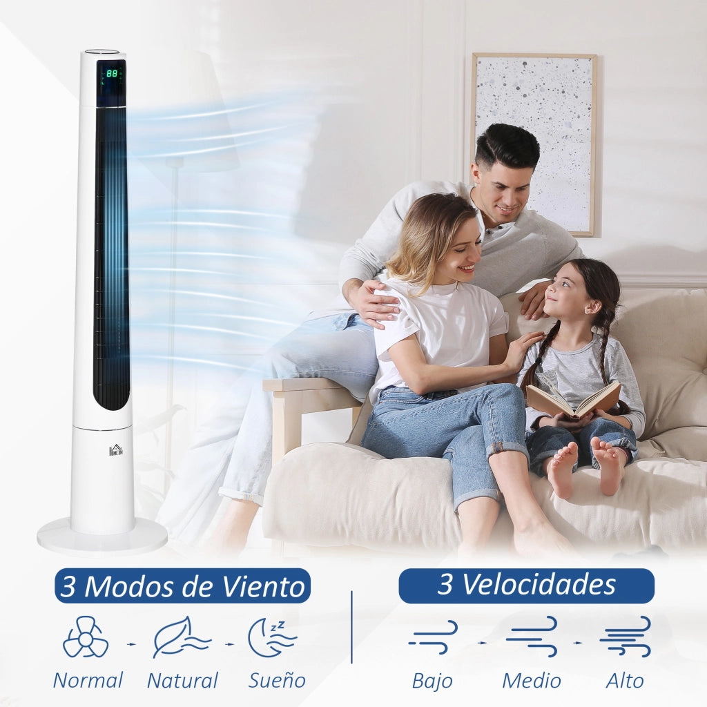 Ventilatore a Torre Silenzioso 50W ¨C Zephmum ¨C Bianco con Telecomando 3 Velocit¨¤
