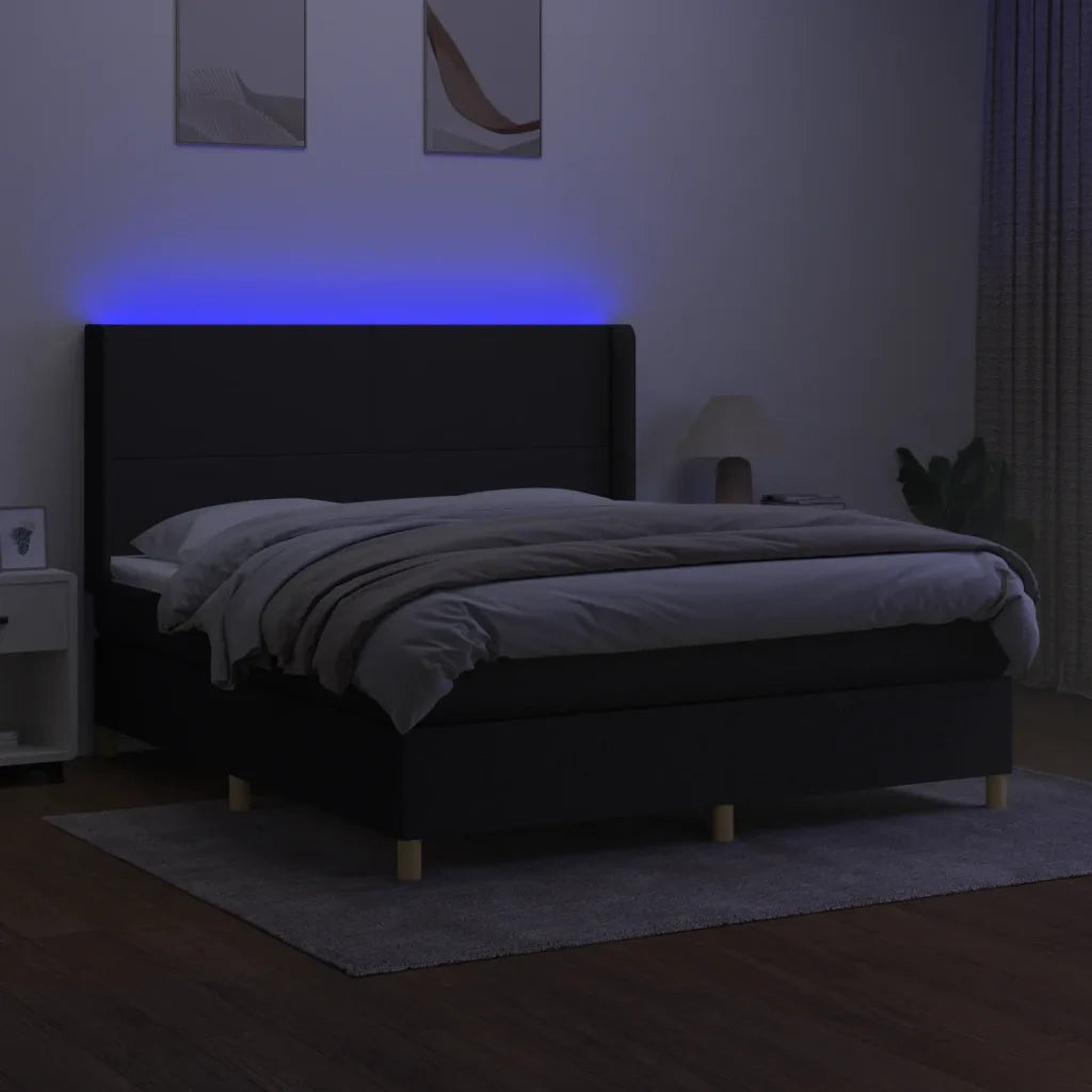 Letto a Molle con Materasso e LED Nero 180x200cm in Tessuto 3138735