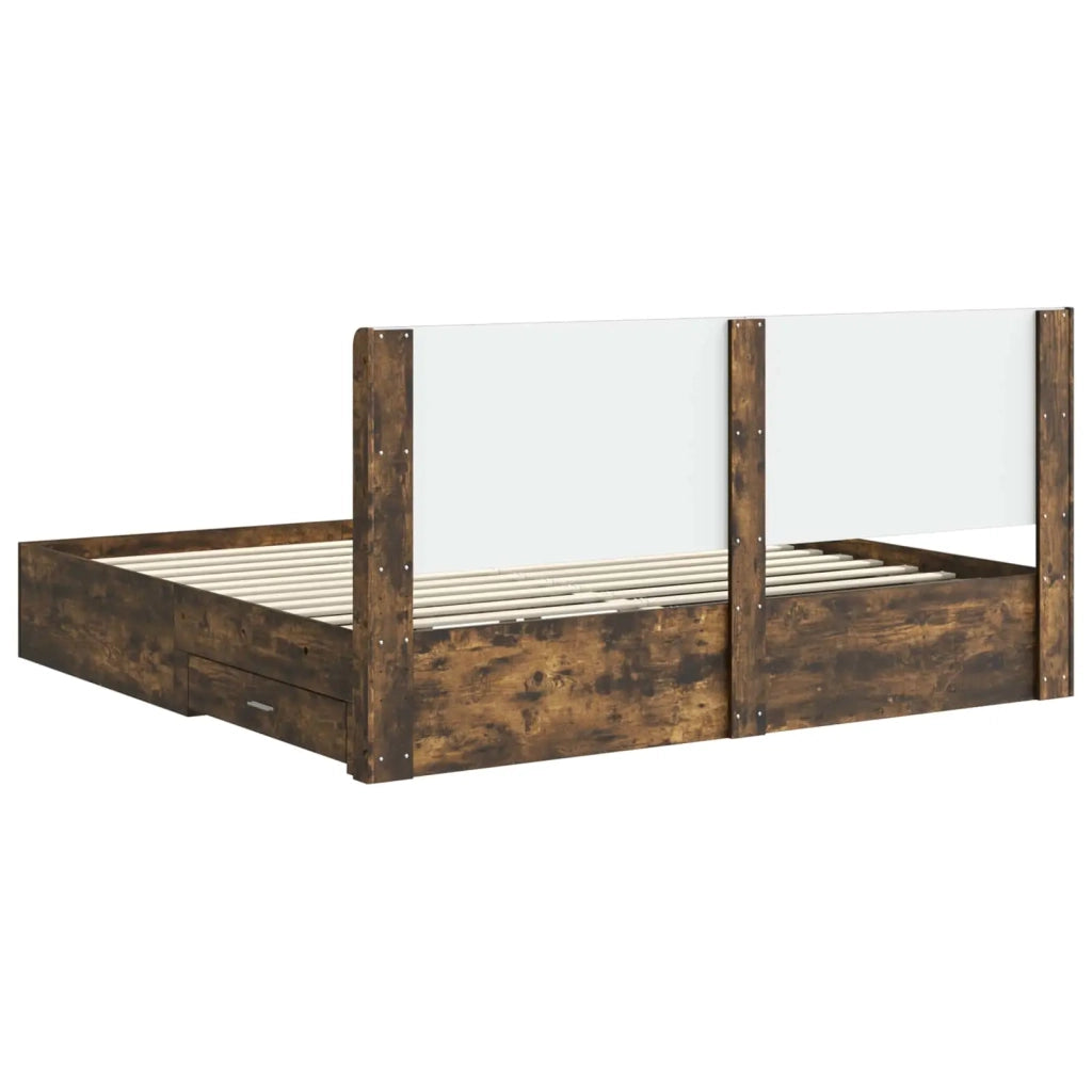 Struttura del letto con stoccaggio e testata Rovere Fumo 3414077