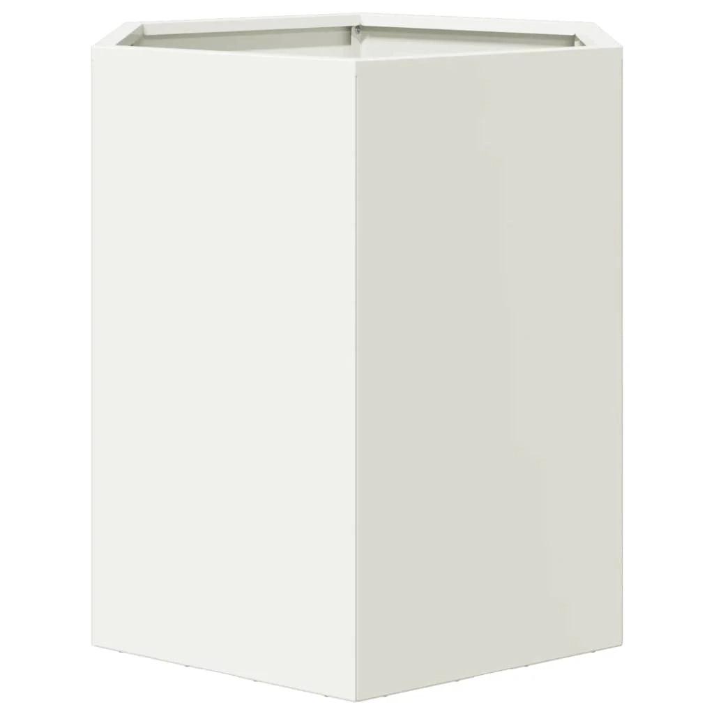 Fioriera aiuola rialzata fioriera aiuola giardino terrazza set da 2 esagonale 46 x 40 x 45 cm acciaio bianco 02_0039073