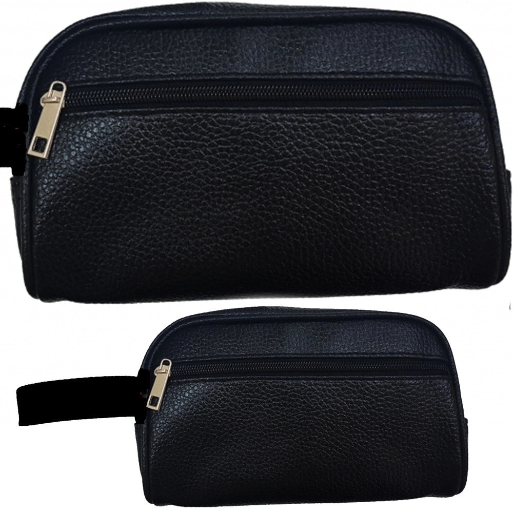 Trade Shop - Pochette Uomo Nero Borsello Beautycase Borsa Eco Pelle Vintage Documenti Oggetti -