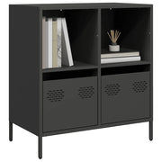 Credenza Nera 68x39x73,5 cm in Acciaio Laminato a Freddo