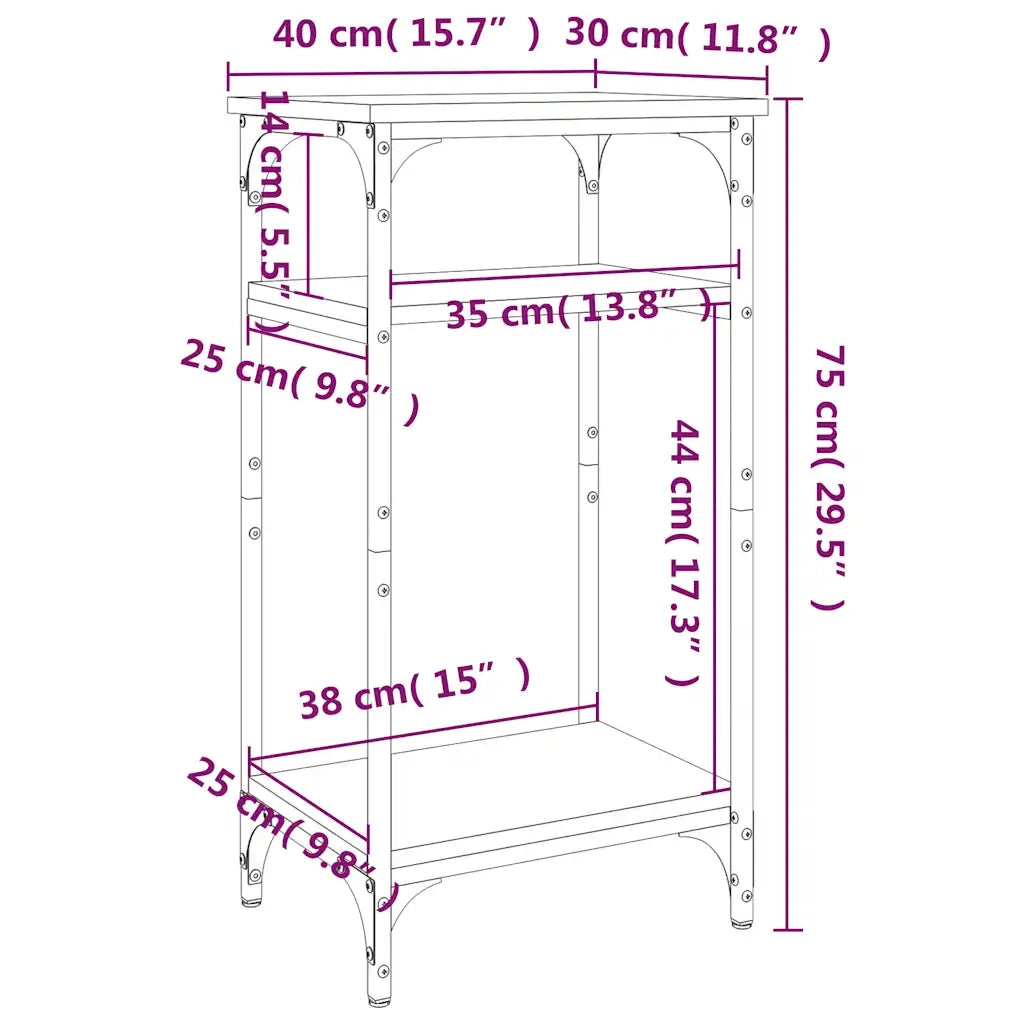 Tavolino | Tavolo laterale Nero 40x30x75 cm in Legno Multistrato
