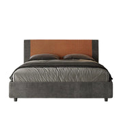 Letto matrimoniale contenitore imbottito 160x190 tessuto Labirinto 4 arancio Rosal