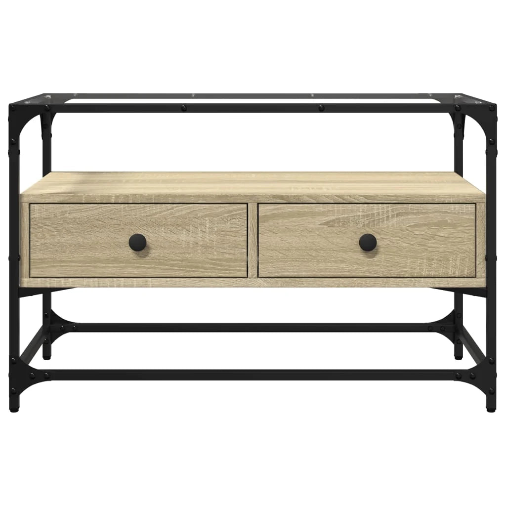 Mobile TV multimediale scaffale TV credenza mobile TV sala da pranzo soggiorno camera da letto con piano in vetro rovere Sonoma legno marrone ingegnerizzato 02_0026421