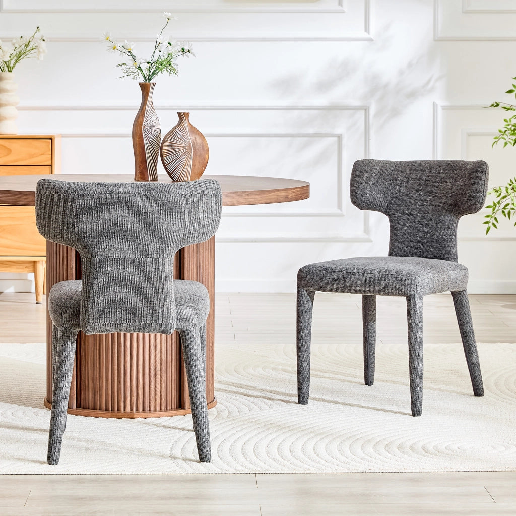 SEDIA Imbottita in Tessuto Grigio Set da 2 pezzi 80,7 cm