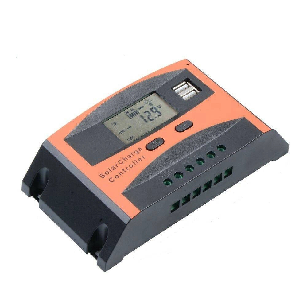 Trade Shop - Regolatore Di Carica 30a Per Pannello Solare 12/24v Display Lcd Usb Art. Ld2430c -