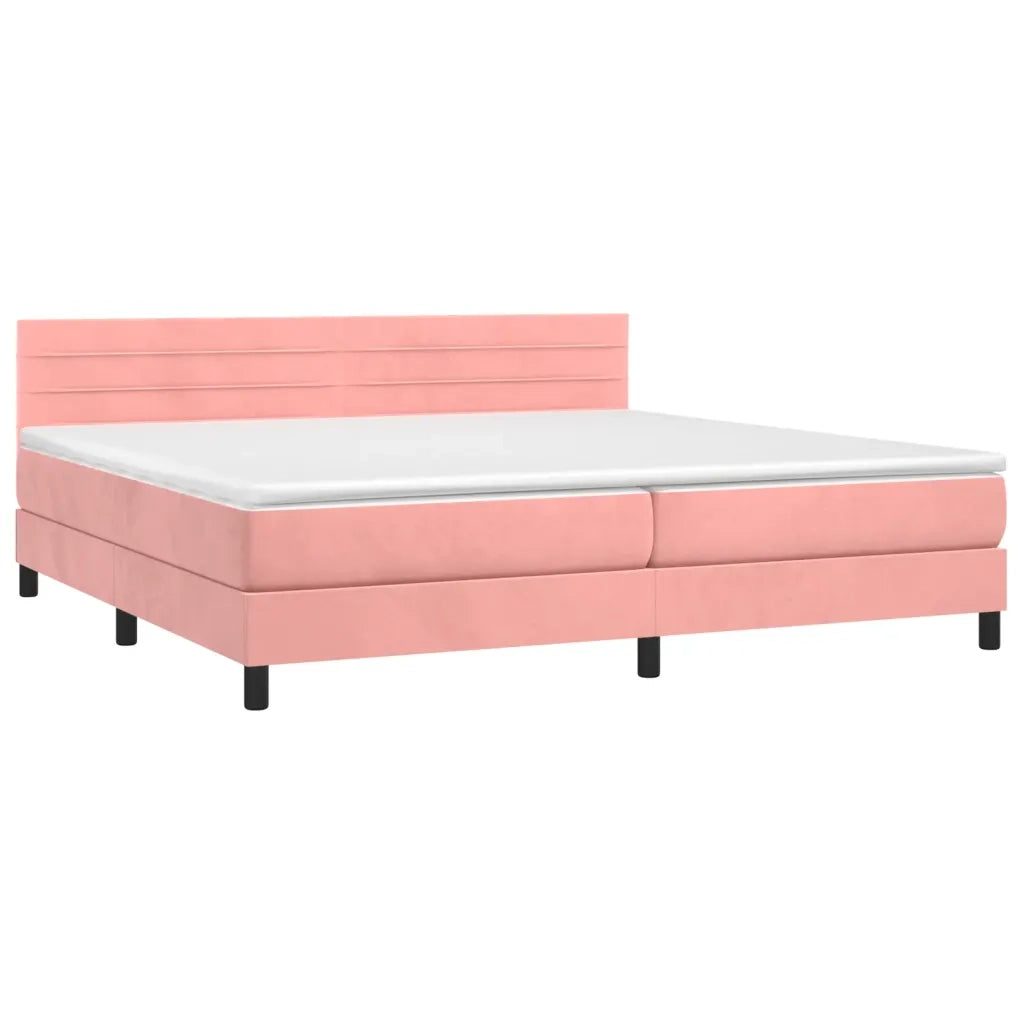 Letto a Molle con Materasso e LED Rosa 200x200 cm in Velluto cod mxl 63127