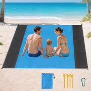 Striscia da spiaggia extra grande, 210 x 200 cm, impermeabile, con 4 ancore, resistente alla sabbia e alle lacerazioni, adatta per spiaggia, campeggio, picnic, passeggiate (azzurro chiaro)