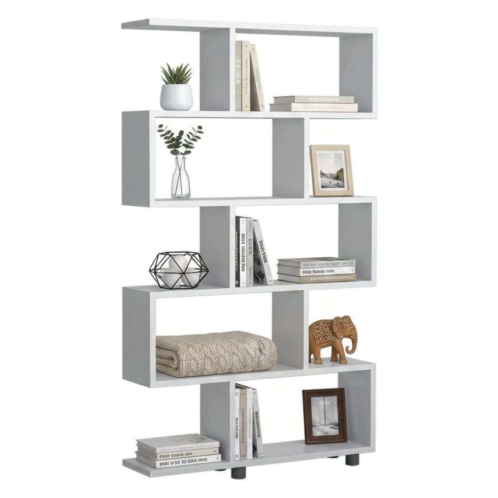 Libreria Severa, Scaffale da ufficio, Mobile portalibri, Biblioteca, 90x20h156 cm, Bianco