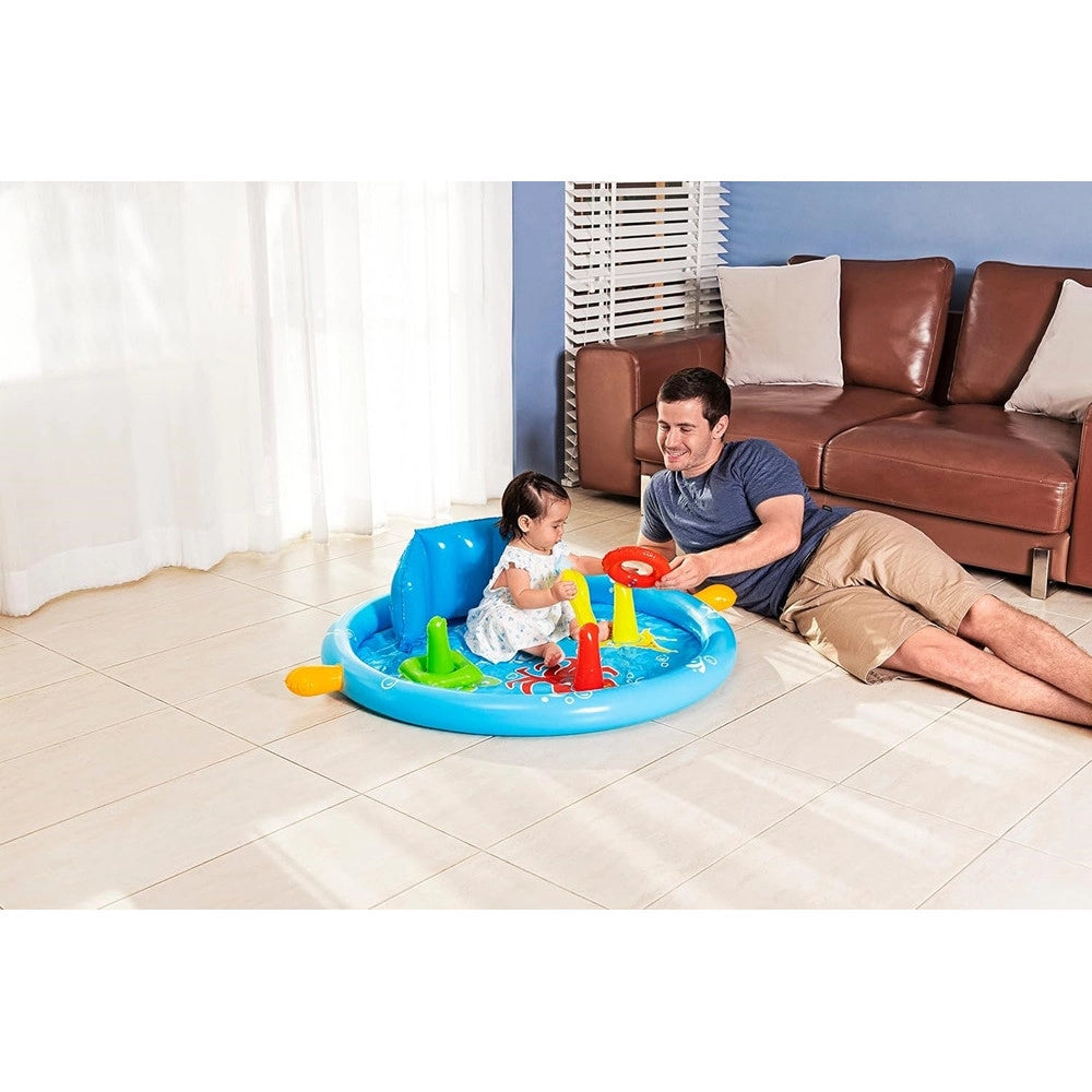 Trade Shop - Piscina Gioco Gonfiabile Lil Seashapes Con Schienale Tetto Bimbi +6 Mesi Giardino 52568 -