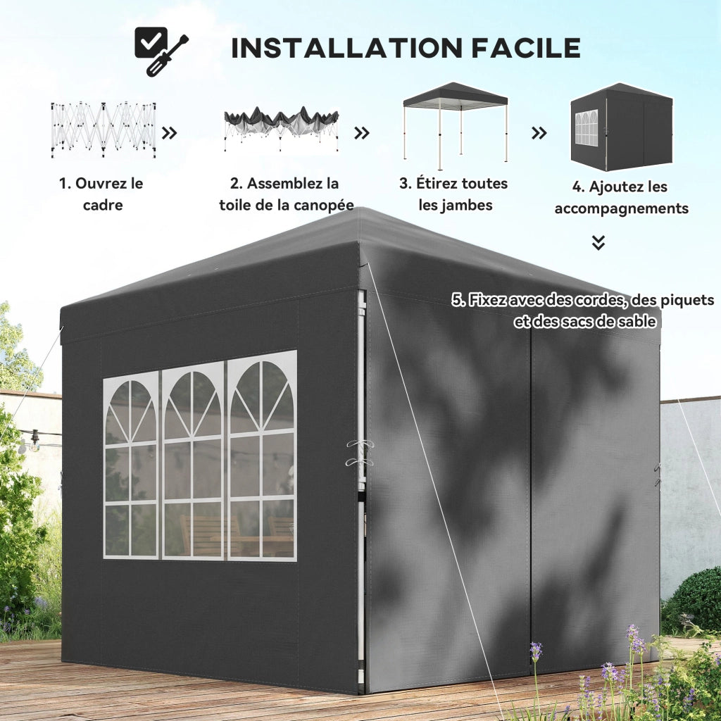 Tonnelle da giardino pieghevole ¨C zephmum ¨C 2.5x2.5m grigio scuro