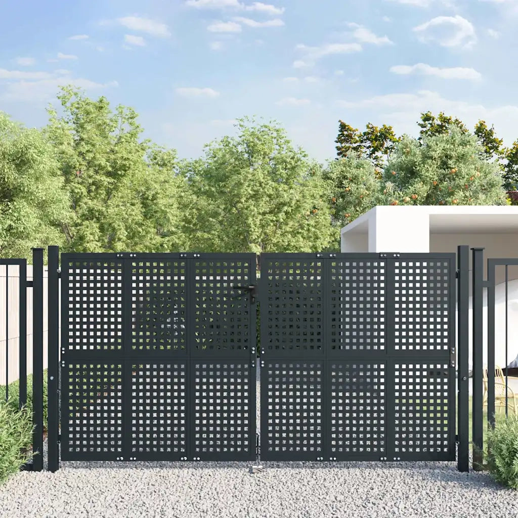 Cancello da Giardino Antracite 300x125 cm in Acciaio 154567