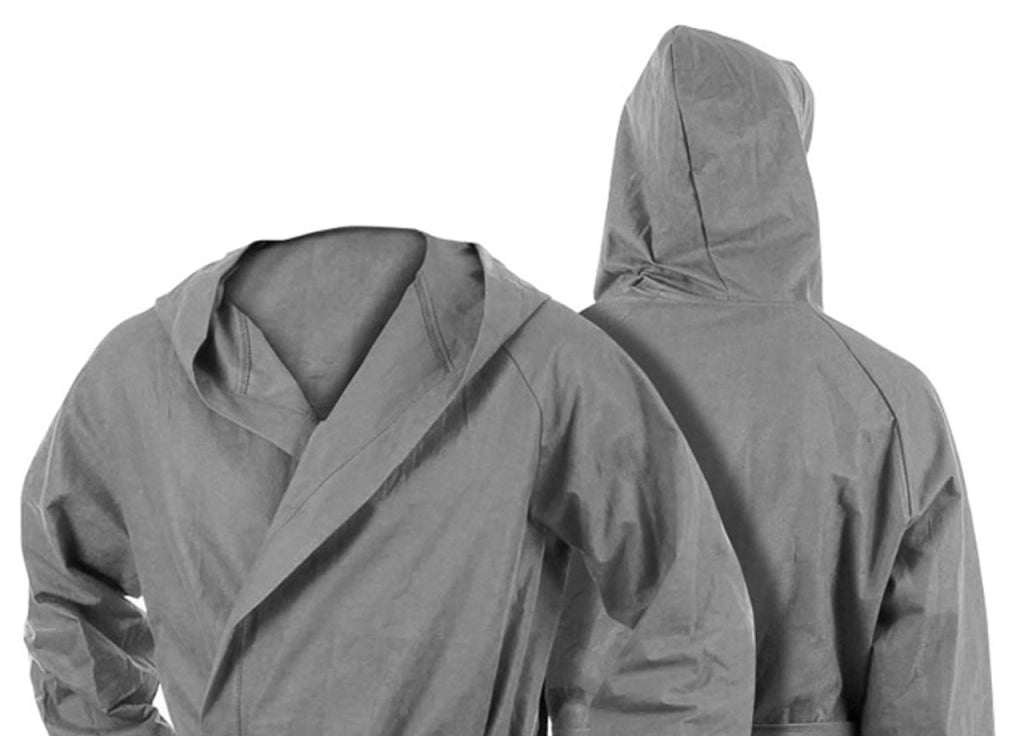 Accappatoio Con Cappuccio In Microfibra Taglia Adulto Unisex In Tinta Unita - XL - Grigio