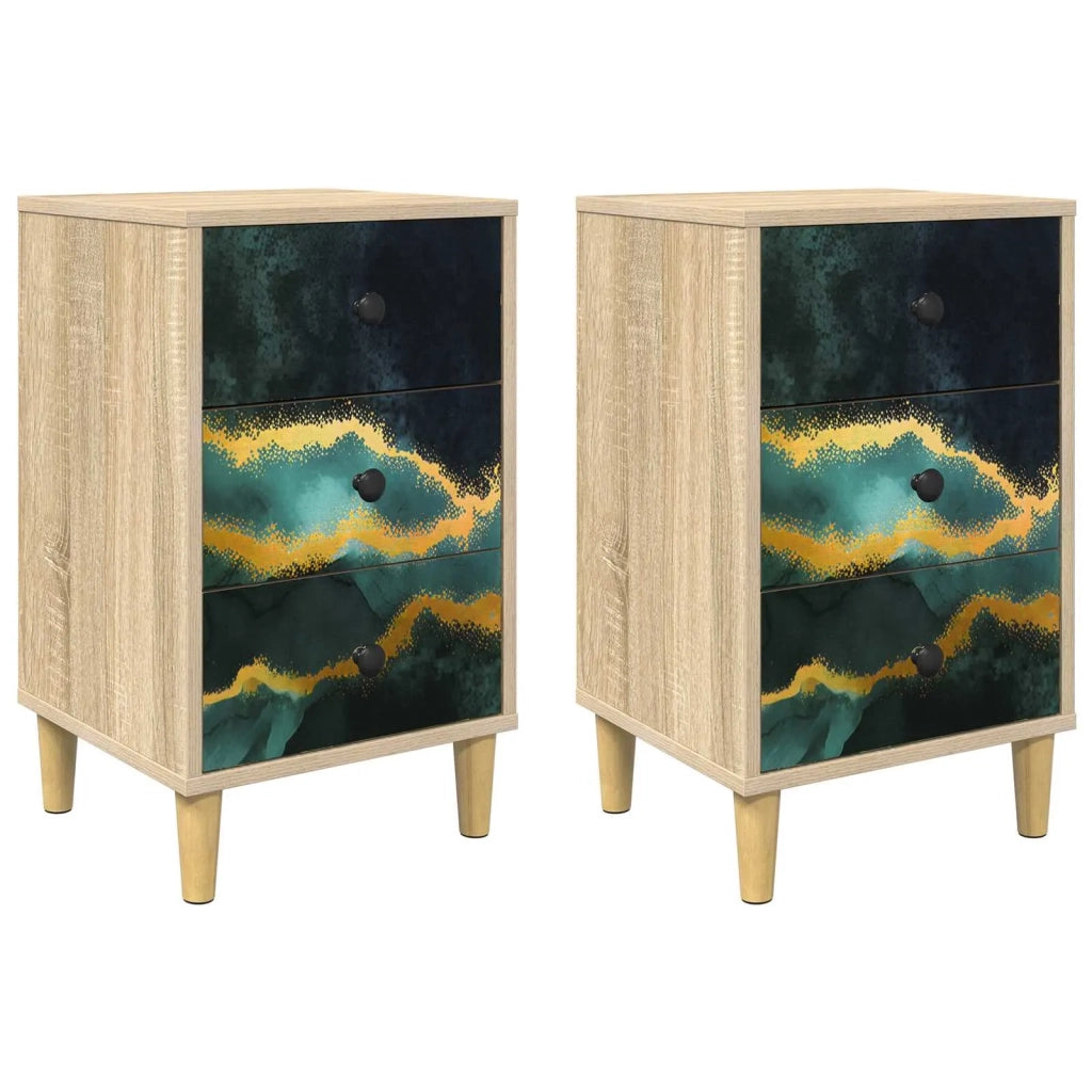 Armadio da Notte WIJHE 2 pz Rovere Sonoma 36 x 33 x 60 cm 8007280
