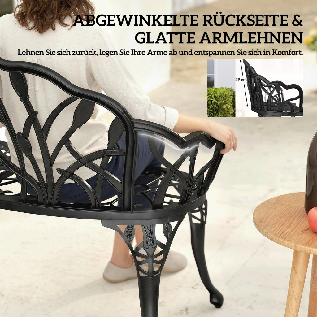Panchina da giardino 2 posti ¨C zephmum ¨C antracite metallo 99x57x78 cm
