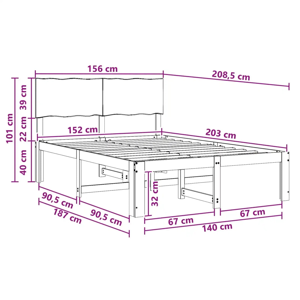 Letto matrimoniale con testiera ROSTOCK Naturale 152 x 203 cm 3405501