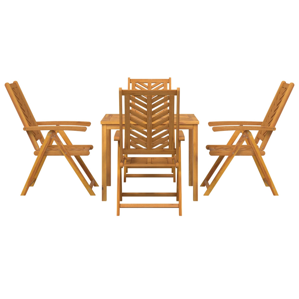 Set da Pranzo da Giardino 5 Pezzi in Legno Massello di Acacia