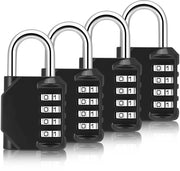 Pacco di 4 combinatrici resistenti all'usura, serrature di sicurezza in acciaio zincato con codice combinato, serrature a 4 cifre, serrature di sicurezza in acciaio inossidabile per sporte e armadi, porticine per giardino (B, nero)