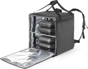 Tas di trasporto termico per pizze e alimenti, termica, isolata, per consegne a bicicletta o moto, leggera, 410x410x(h)490mm, nera [Classe energetica A]