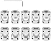 10 Connettori Flessibili 5mm-8mm per Motor Stepper NEMA 17 - Pezzo di Connettore in Alluminio - Per RepRap 3D o Macchina CNC - Compreso Chiave a Morsa