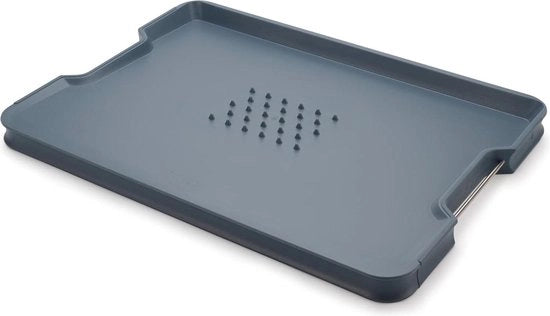 Piastra di Taglio Multifunzione con Pareti Elevate e Manubri in Acciaio Inossidabile (Grande) - Blu Cielo