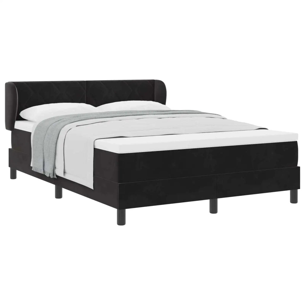 Letto a molle con materasso Nero 160 x 200 cm Velluto 3340450
