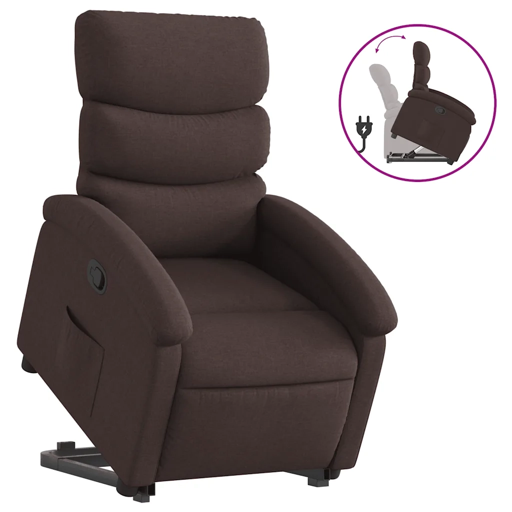 Poltrona | Sedia Relax Alzapersona Reclinabile Marrone Scuro in Tessuto