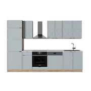 Cucina componibile Fame-Line Blu-grigio chiaro/Rovere dorato 300 cm senza piano di lavoro Vicco